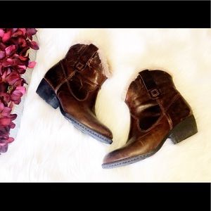 BORN Brown Leather Fur Lined Booties